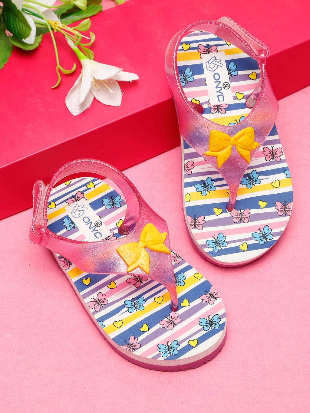 ONYC Premium Butterfly Candy Flip-flops With Glitter 